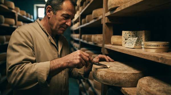 Editorial illustration for Comté, Roquefort, Camembert: How France's AOP Cheeses Earn Their Names