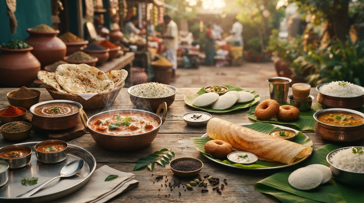 Editorial illustration for North vs. South Indian Food: What Actually Separates the Two Great Cuisines
