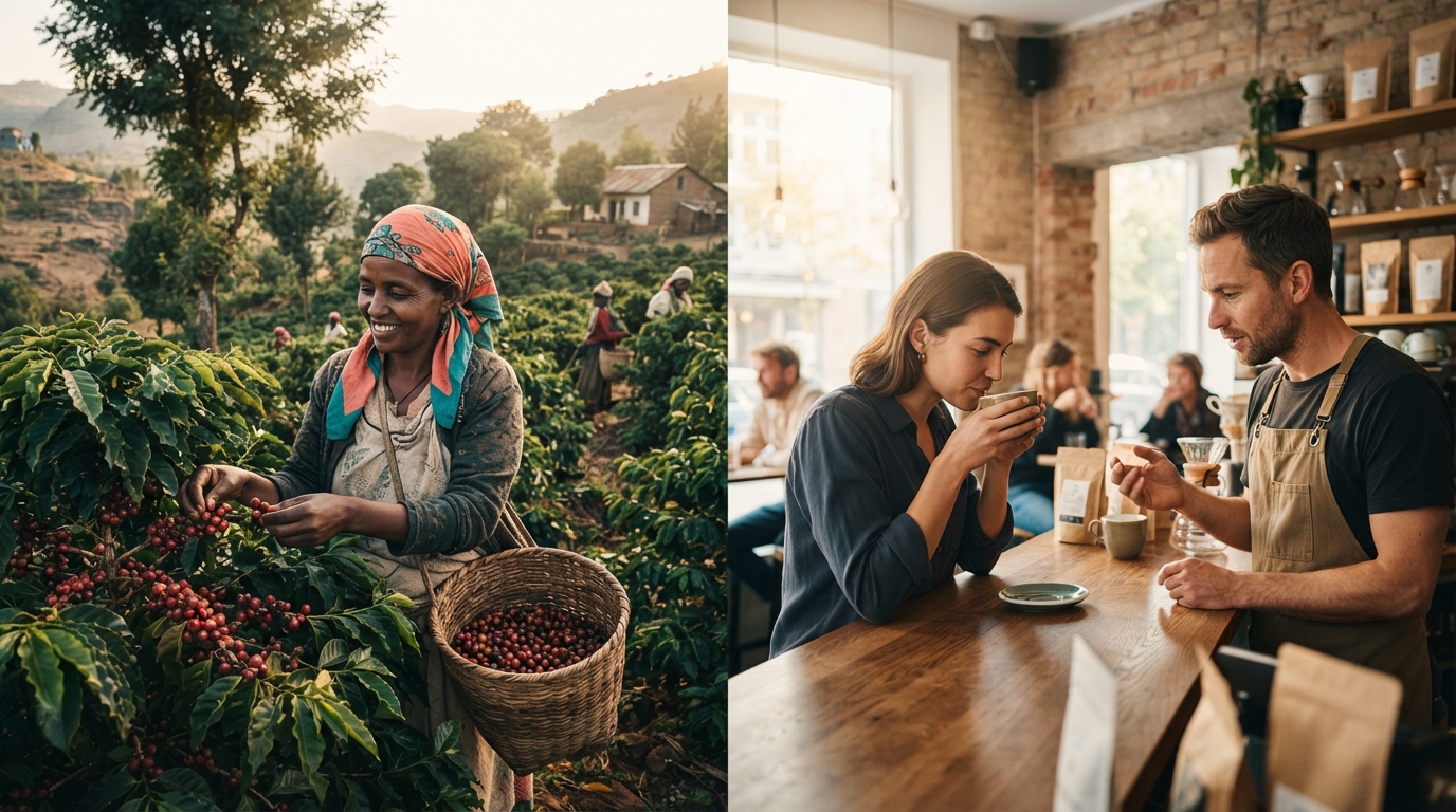 Editorial illustration for Origin Farm or City Café? Choosing the Coffee Trip That Actually Fits You