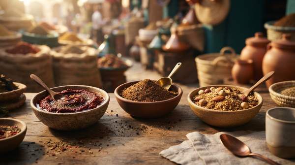 Editorial illustration for Paste, Blend, or Crunch: Choosing Between Harissa, Baharat, and Dukkah