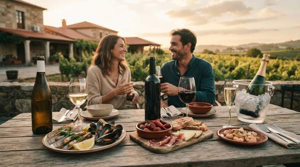Editorial illustration for Why Spanish Wine and Food Pairings Work: A Regional Guide to Albariño, Tempranillo and Cava